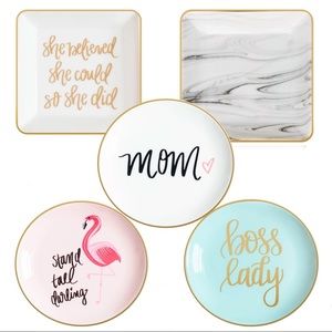 Trinket Trays bundle of 5, jewelry tray, Key dish